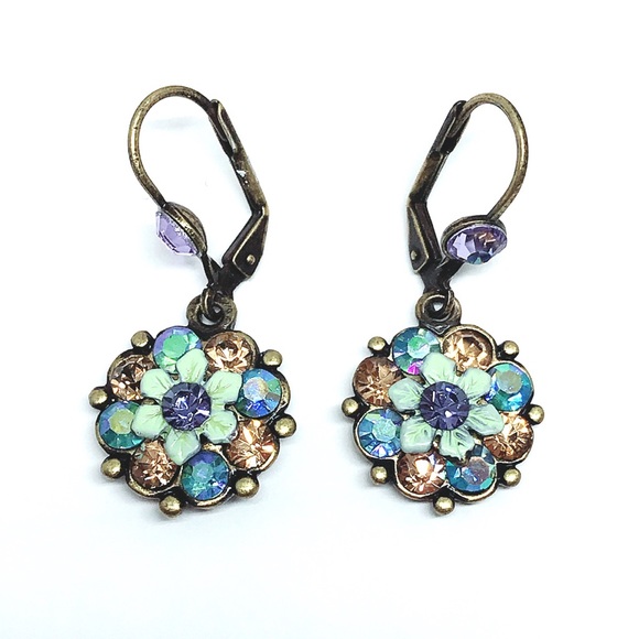 Colorful Vintage Look Flowers Drop Earring - Picture 3 of 8